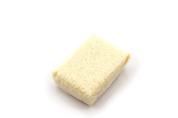 Jasmine rice in small plastic bag .