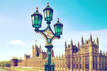 Fototapeta na wymiar London, houses of Parliament and lantern