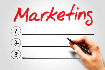 MARKETING blank list, business concept