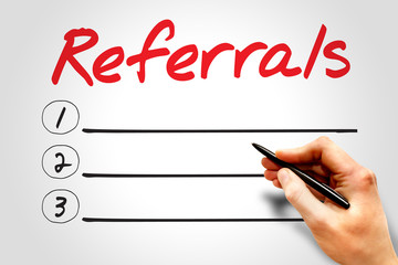 Referrals blank list, business concept