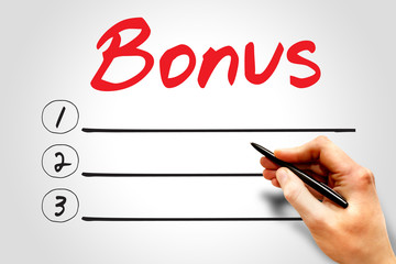 BONUS blank list, business concept