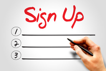 SIGN UP blank list, business concept