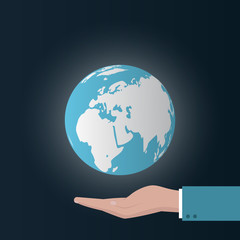 earth concept with hand. Vector illustration
