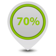 Seventy percent pointer icon on white background