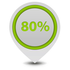 Eighty percent pointer icon on white background