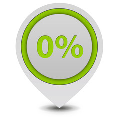 Zero percent pointer icon on white background