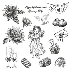 Vector set of weddings day collection