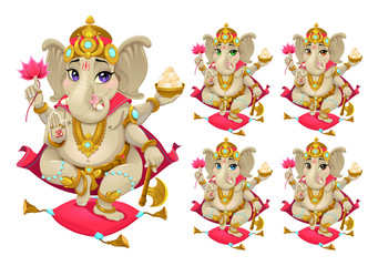 Ganesh in 5 different colors