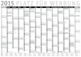 Kalender 2015 s/w (Dezember 2014 bis Januar 2016) mit Ferien