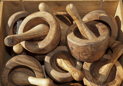 Dolcedo, a beautiful village near Imperia, wood mortars