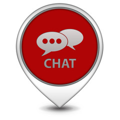 Chat pointer icon on white background