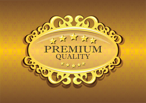 Golden Premium Quality Stamp Vector Illustration