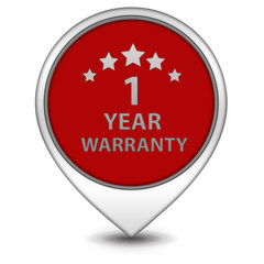One year warranty pointer icon on white background