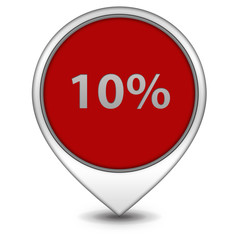 Ten percent pointer icon on white background