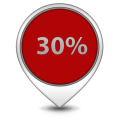 Thirty percent pointer icon on white background