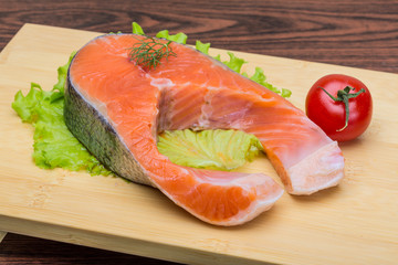 Raw salmon steak