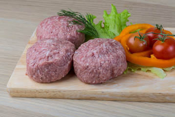 Raw burger cutlet