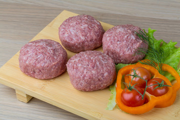 Raw burger cutlet