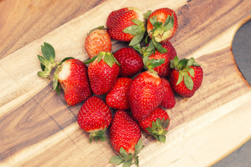 A group of fresh strawberries 