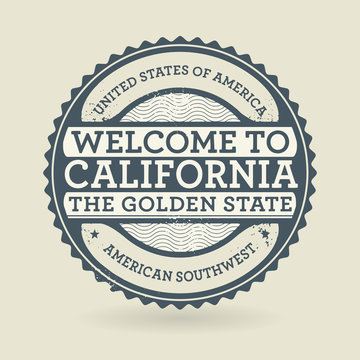 Grunge rubber stamp with text Welcome to California, USA