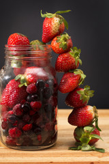A group of fresh strawberries 