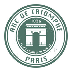 Stamp with text Arch of Triumph (in French), Paris, vector