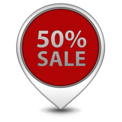 Sale fifty percent pointer icon on white background