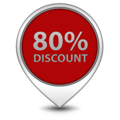 Discount eighty percent pointer icon on white background