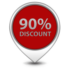 Discount ninety percent pointer icon on white background