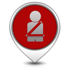 Seat belt pointer icon on white background
