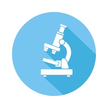 Icono microscopio azul bot&oacute;n sombra