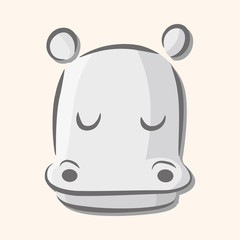 Animal hippo flat icon elements, eps10