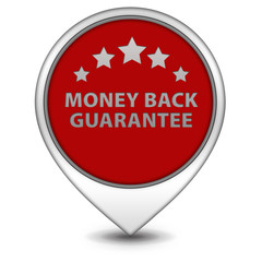 Money back guarantee pointer icon on white background