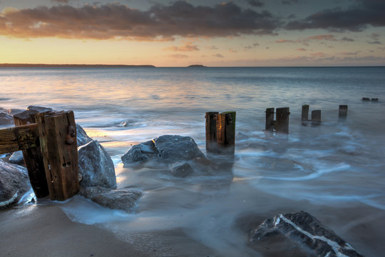 Winter sunset on the beach 2