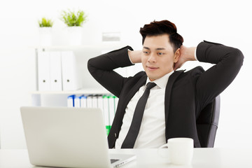 Young business man working in the  office