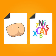 Message on a sheet of paper, text and assholes