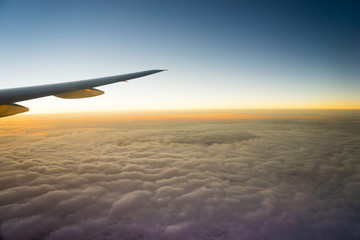 Airplane Wing in Flight from window..