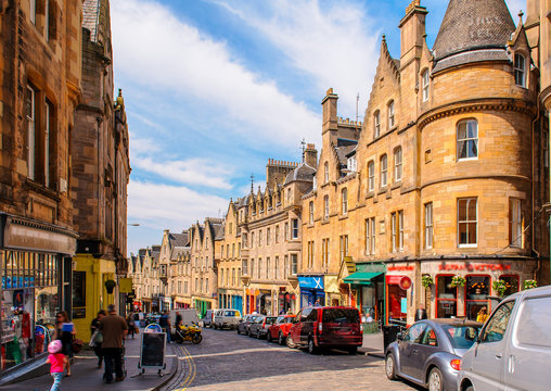 street view of Edinburgh, Scotland, UK