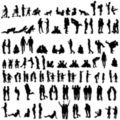 Vector silhouettes of family.