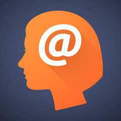 Female head silhouette icon with an 
