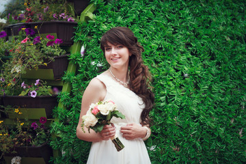 Portrait of happy bride