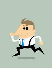 Cartoon businessman running