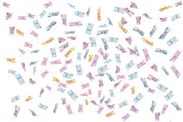 falling Turkish banknote lira raining jackpot Turkish pirim