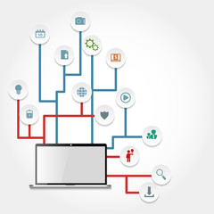 Business computer network. infographic template.