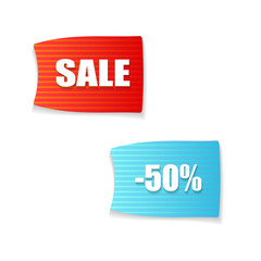 Sale now on and season sale tags. Vector.