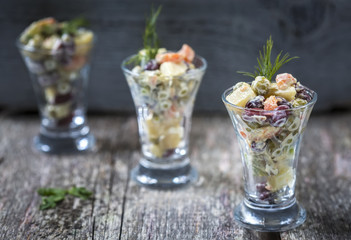 Russian salad shots