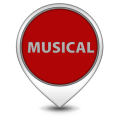 Musical pointer icon on white background