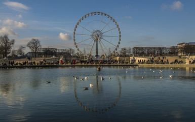 Ferris Wheel reflected in a calm lake