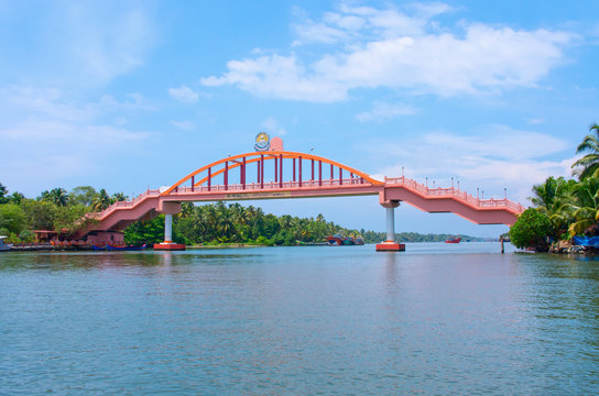 bridge across river in Amritapuri,  India