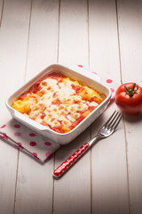 baked polenta with tomato sauce and mozzarella
